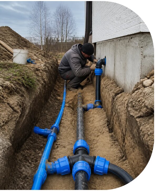 Монтаж наружного водопровода на участке под ключ в Тайшете